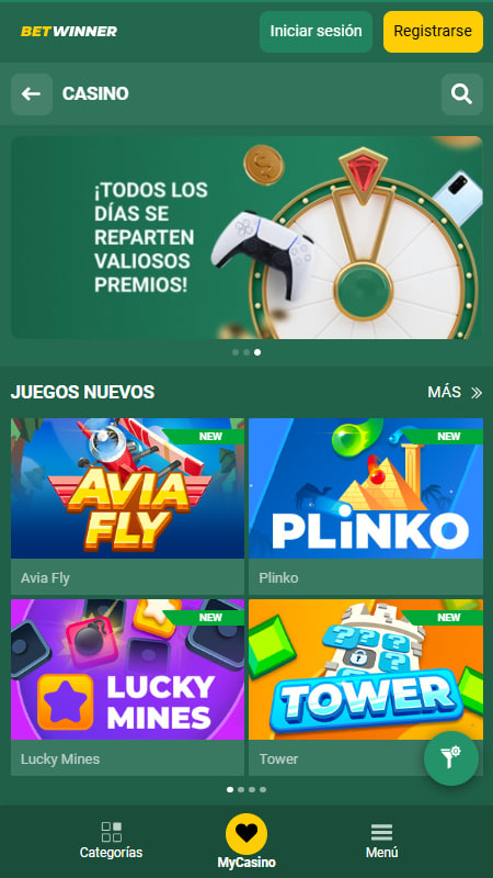 Juegos disponibles en BetWinner Perú