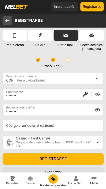 melbet registration