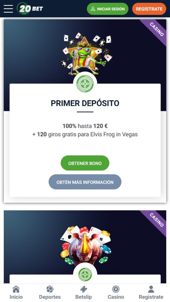 20Bet casino promociones para nuevos usarios