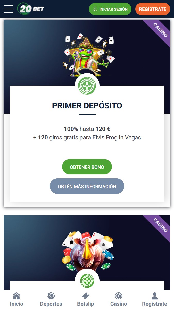20Bet casino promociones para nuevos usarios