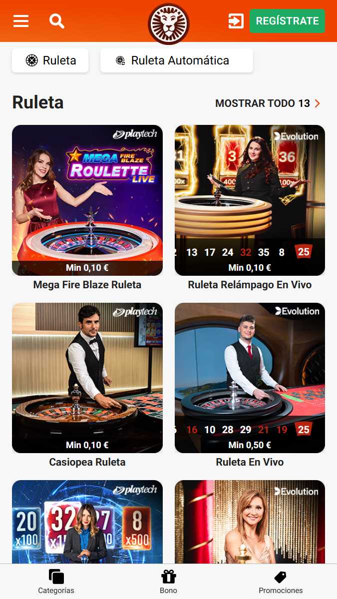 LeoVegas Casino con juegos en vivo