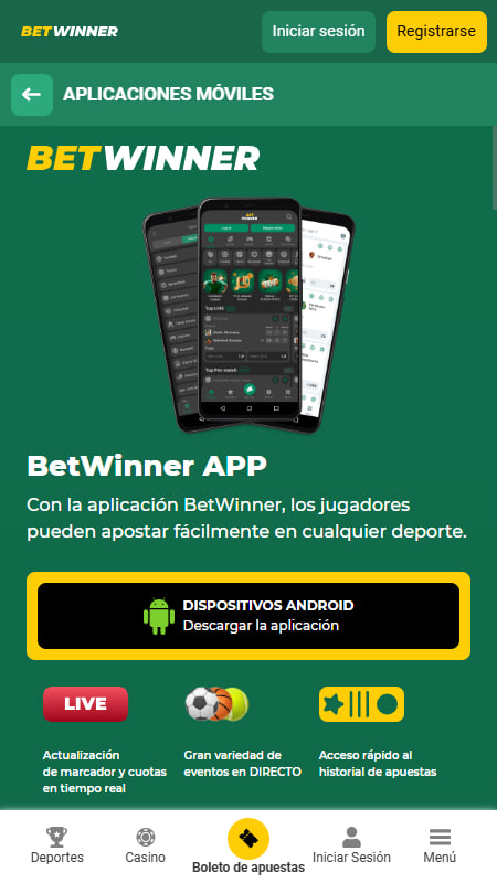 BetWinner aplicación móvil
